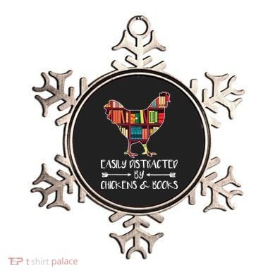 Easily Distracted By Chickens And Books Chicken Book Lover Ornament