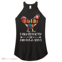 Easily Distracted By Chickens And Books Chicken Book Lover Women's Perfect Tri Rocker Tank thumb 0