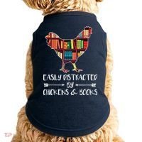 Easily Distracted By Chickens And Books Chicken Book Lover Doggie Tank thumb 0