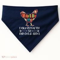 Easily Distracted By Chickens And Books Chicken Book Lover USA-Made Doggie Bandana thumb 0