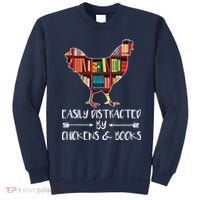 Easily Distracted By Chickens And Books Chicken Book Lover Sweatshirt thumb 0