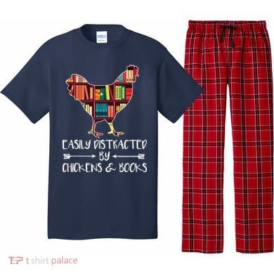 Easily Distracted By Chickens And Books Chicken Book Lover Pajama Set