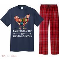 Easily Distracted By Chickens And Books Chicken Book Lover Pajama Set thumb 0