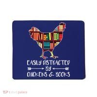 Easily Distracted By Chickens And Books Chicken Book Lover Mousepad thumb 0