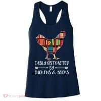 Easily Distracted By Chickens And Books Chicken Book Lover Women's Tank Top thumb 0