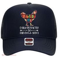 Easily Distracted By Chickens And Books Chicken Book Lover Hat thumb 0