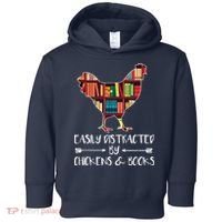 Easily Distracted By Chickens And Books Chicken Book Lover Toddler Hoodie thumb 0