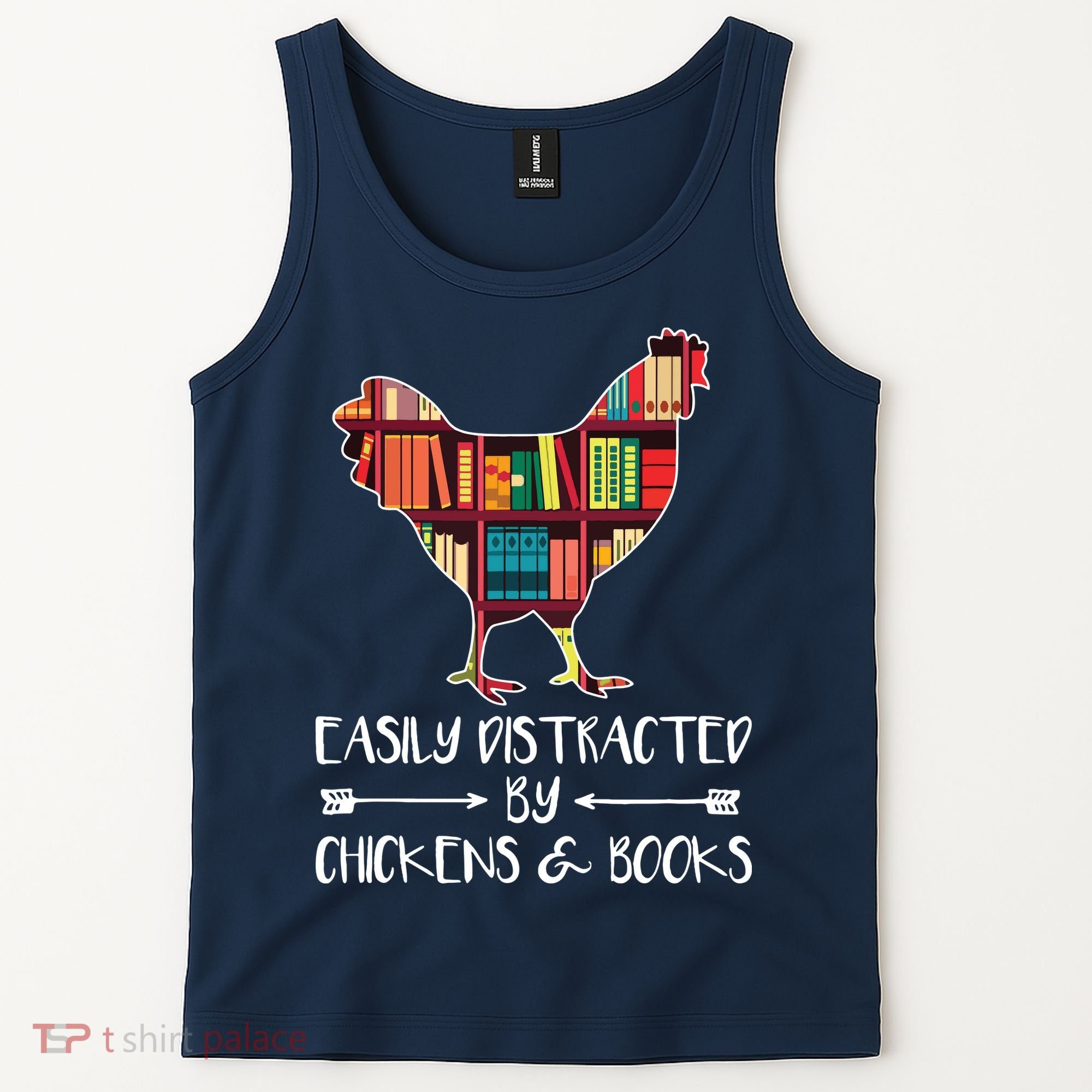 Easily Distracted By Chickens And Books Chicken Book Lover Tank Top