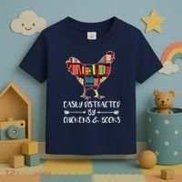 Easily Distracted By Chickens And Books Chicken Book Lover Toddler T-Shirt thumb 3