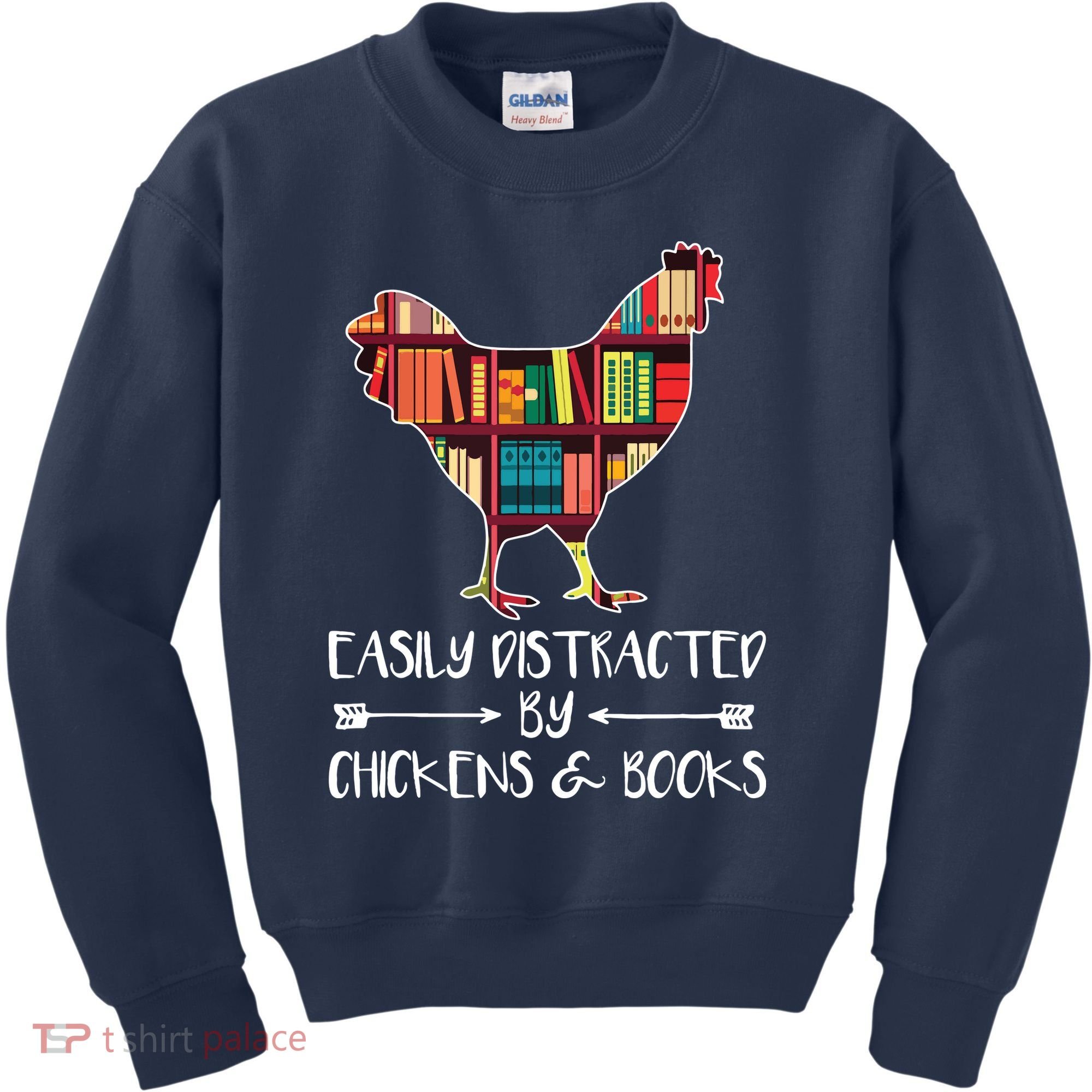 Easily Distracted By Chickens And Books Chicken Book Lover Kids Sweatshirt