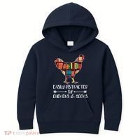 Easily Distracted By Chickens And Books Chicken Book Lover Kids Hoodie thumb 0