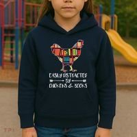 Easily Distracted By Chickens And Books Chicken Book Lover Kids Hoodie thumb 3