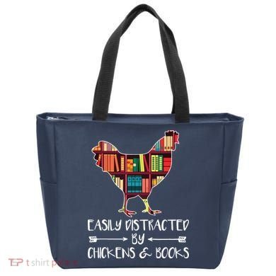 Easily Distracted By Chickens And Books Chicken Book Lover Tote Bag