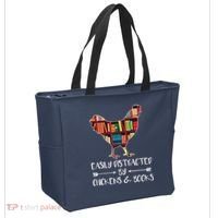 Easily Distracted By Chickens And Books Chicken Book Lover Tote Bag thumb 2
