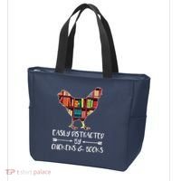 Easily Distracted By Chickens And Books Chicken Book Lover Tote Bag thumb 3