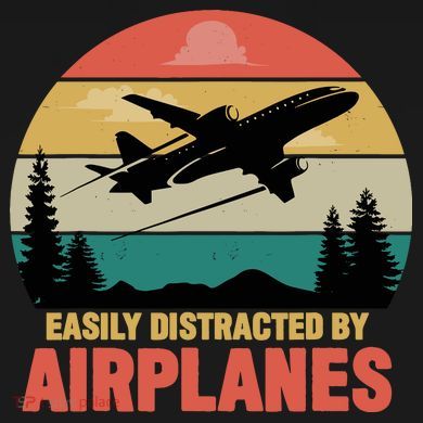 Easily Distracted By Airplanes Lover Retro Funny Pilot Apron