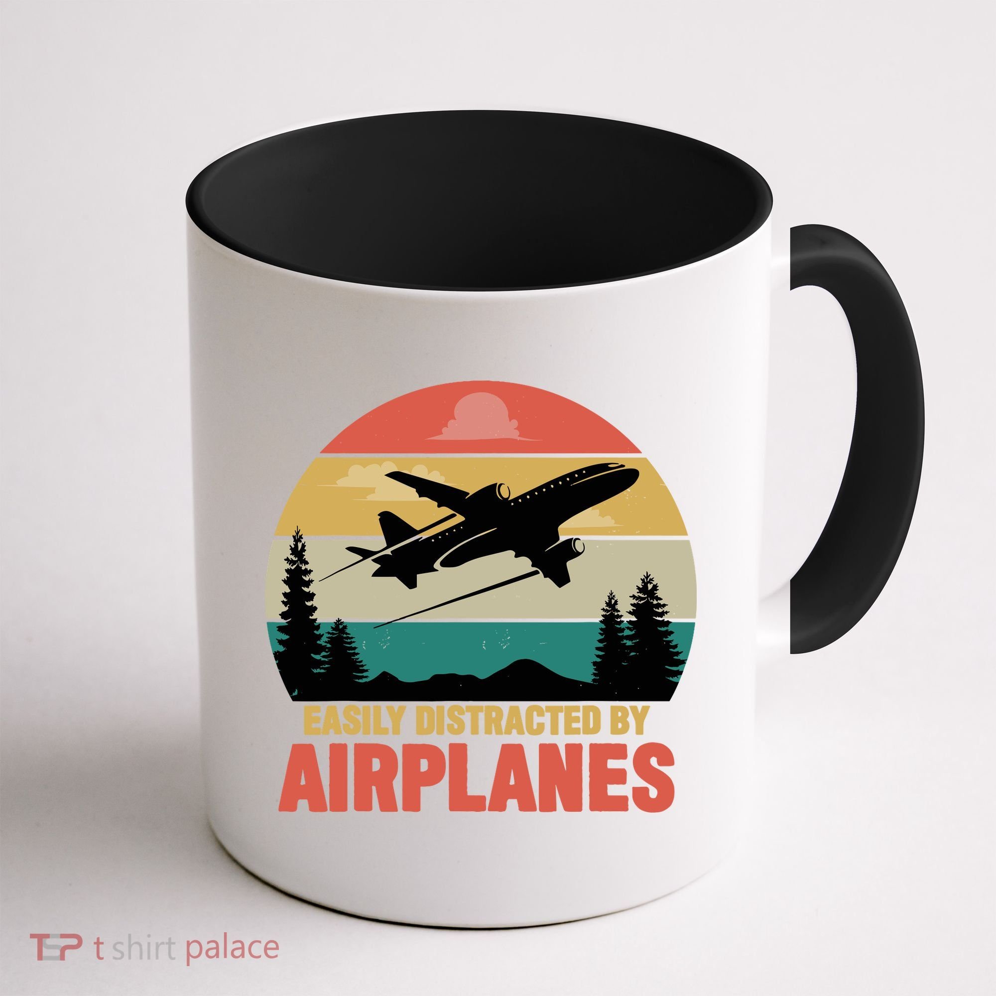 Easily Distracted By Airplanes Lover Retro Funny Pilot Coffee Mug