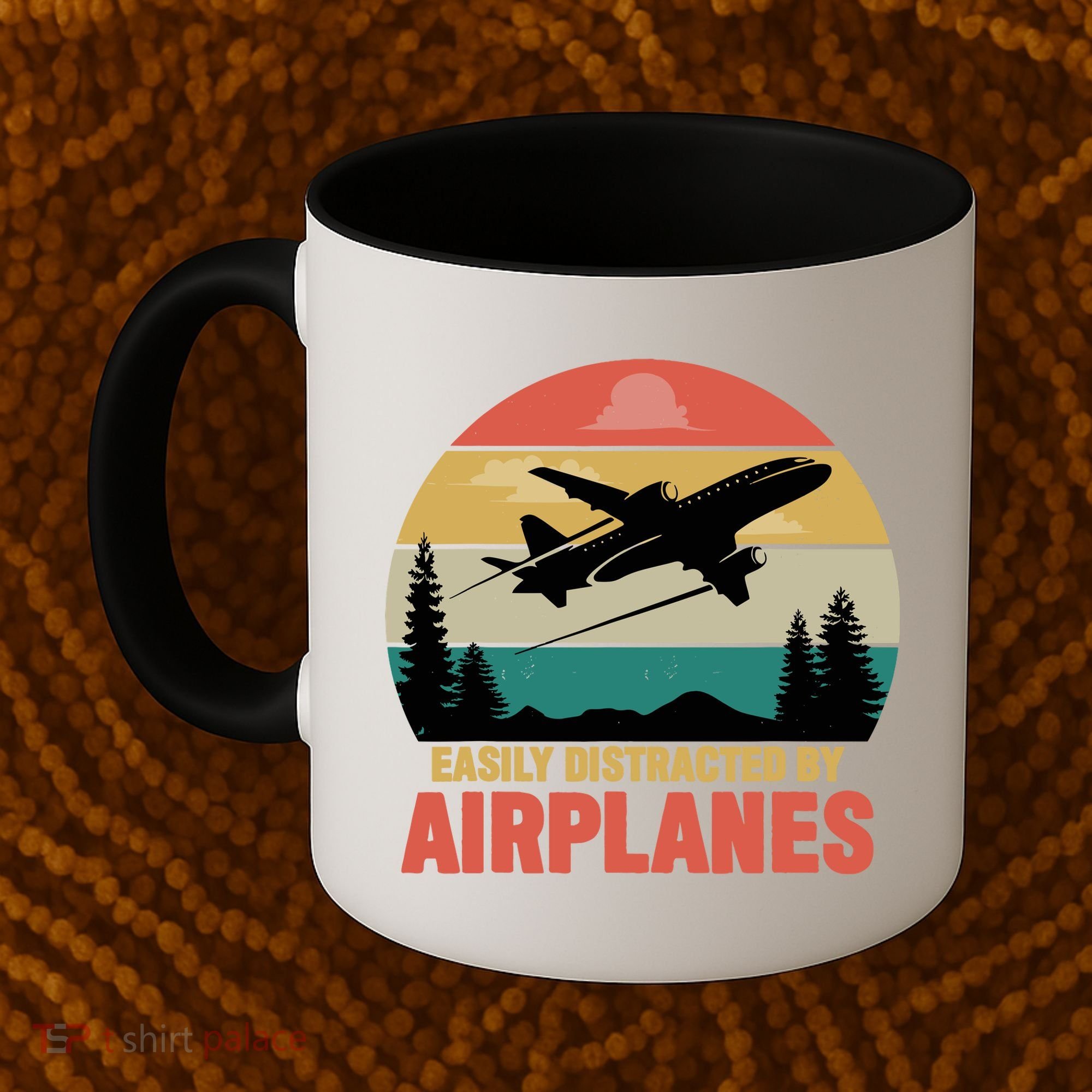 Easily Distracted By Airplanes Lover Retro Funny Pilot Coffee Mug