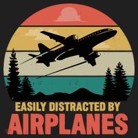 Easily Distracted By Airplanes Lover Retro Funny Pilot Tumbler thumb 3