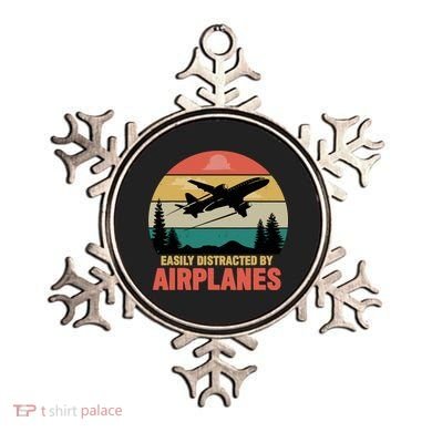 Easily Distracted By Airplanes Lover Retro Funny Pilot Ornament