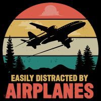 Easily Distracted By Airplanes Lover Retro Funny Pilot Baby Bodysuit thumb 2