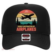 Easily Distracted By Airplanes Lover Retro Funny Pilot Hat thumb 0