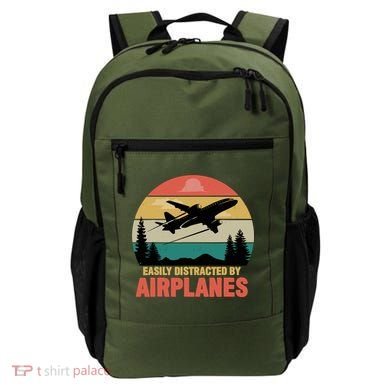 Easily Distracted By Airplanes Lover Retro Funny Pilot Backpack