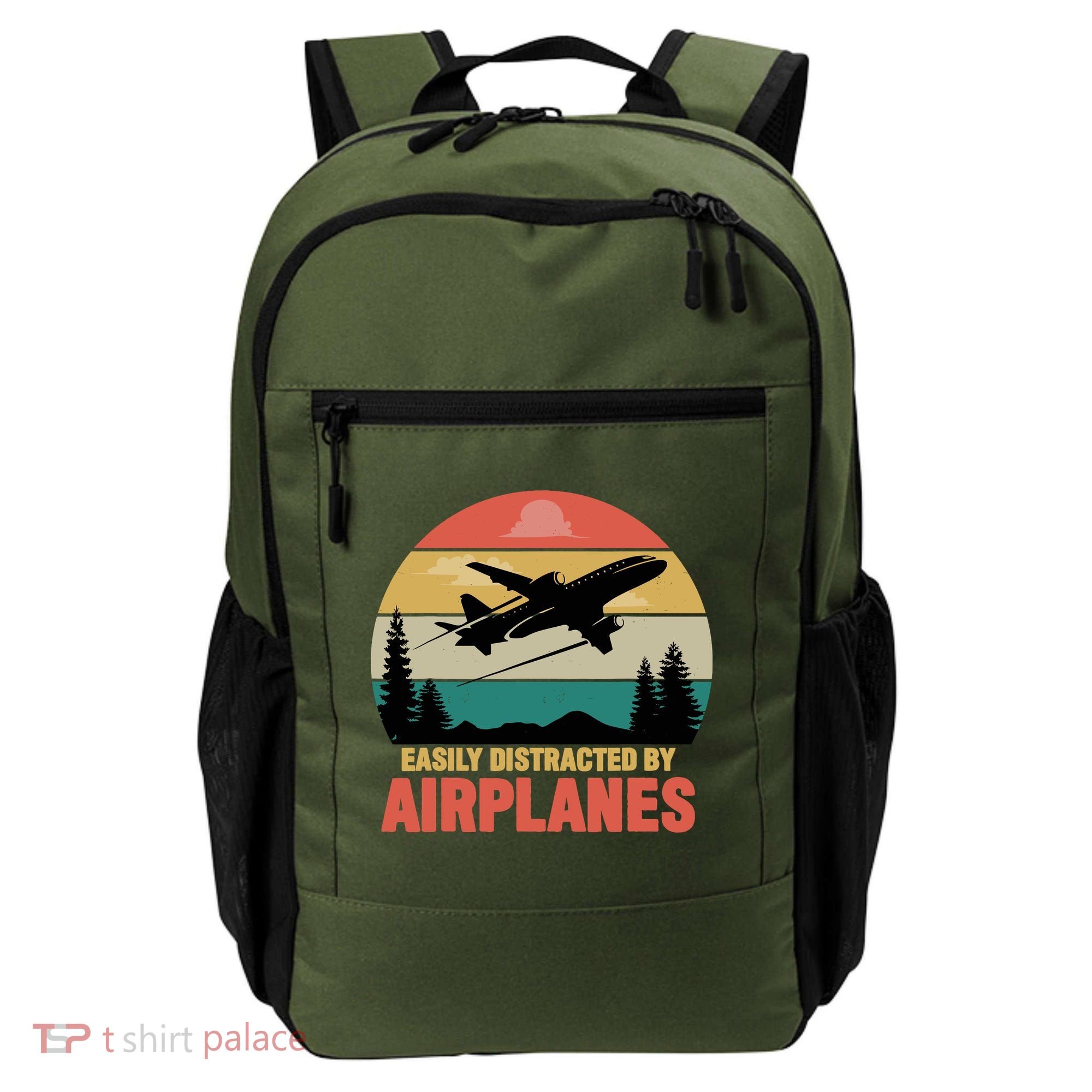 Easily Distracted By Airplanes Lover Retro Funny Pilot Backpack