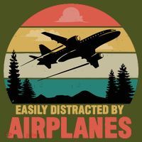 Easily Distracted By Airplanes Lover Retro Funny Pilot Mousepad thumb 1
