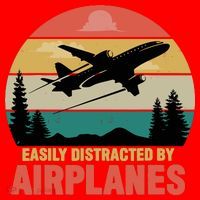 Easily Distracted By Airplanes Lover Retro Funny Pilot Santa Hat thumb 1