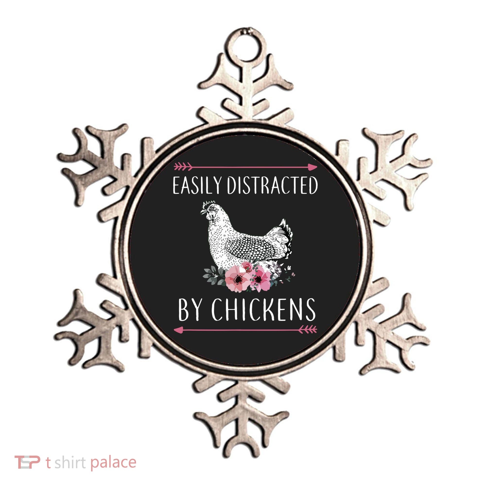 Easily Distracted By Chickens For Chicken Lovers Funny Ornament