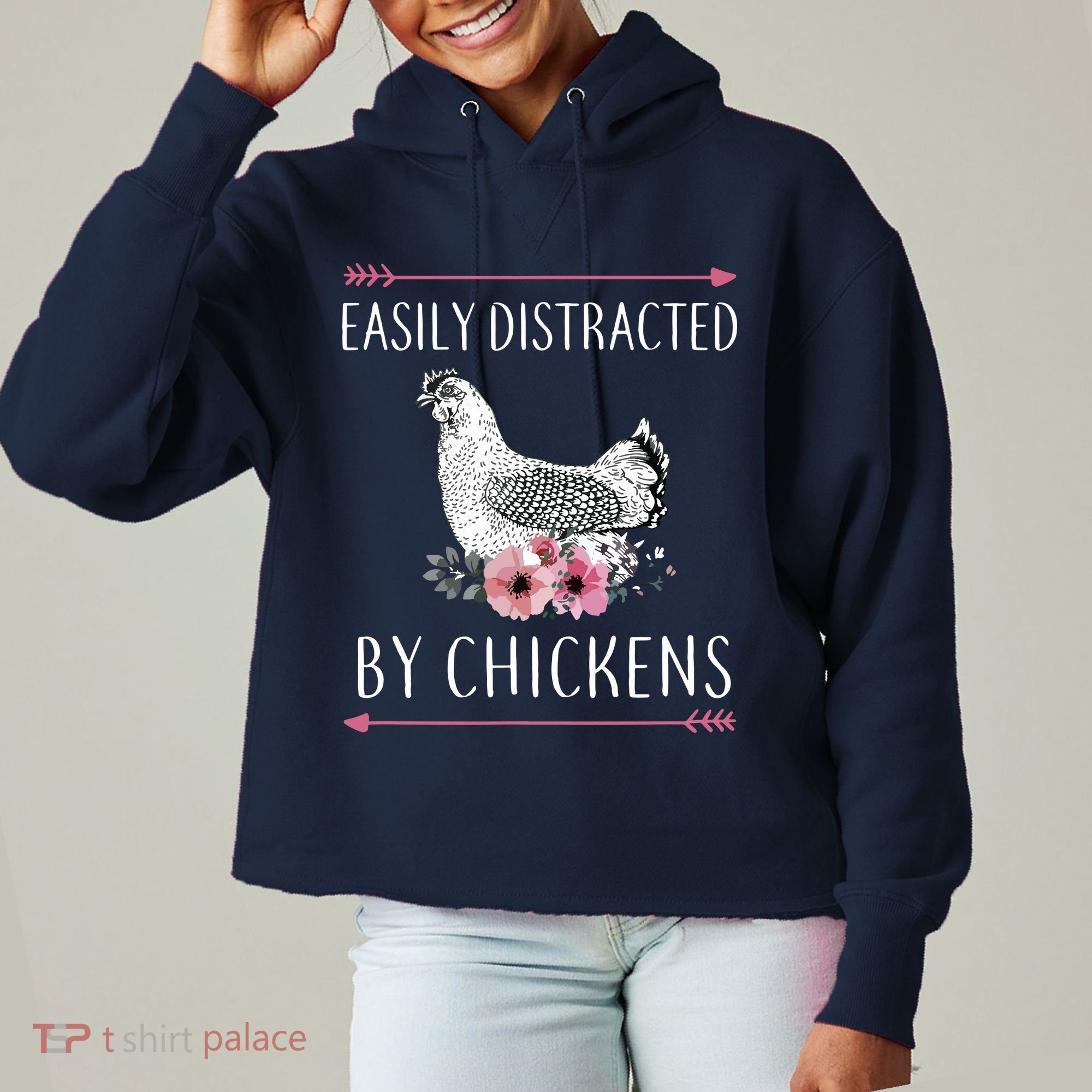 Easily Distracted By Chickens For Chicken Lovers Funny Ladies Heavyweight Boxy Pullover Hoodie