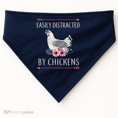 Easily Distracted By Chickens For Chicken Lovers Funny USA-Made Doggie Bandana
