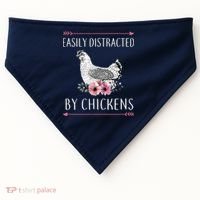 Easily Distracted By Chickens For Chicken Lovers Funny USA-Made Doggie Bandana thumb 0