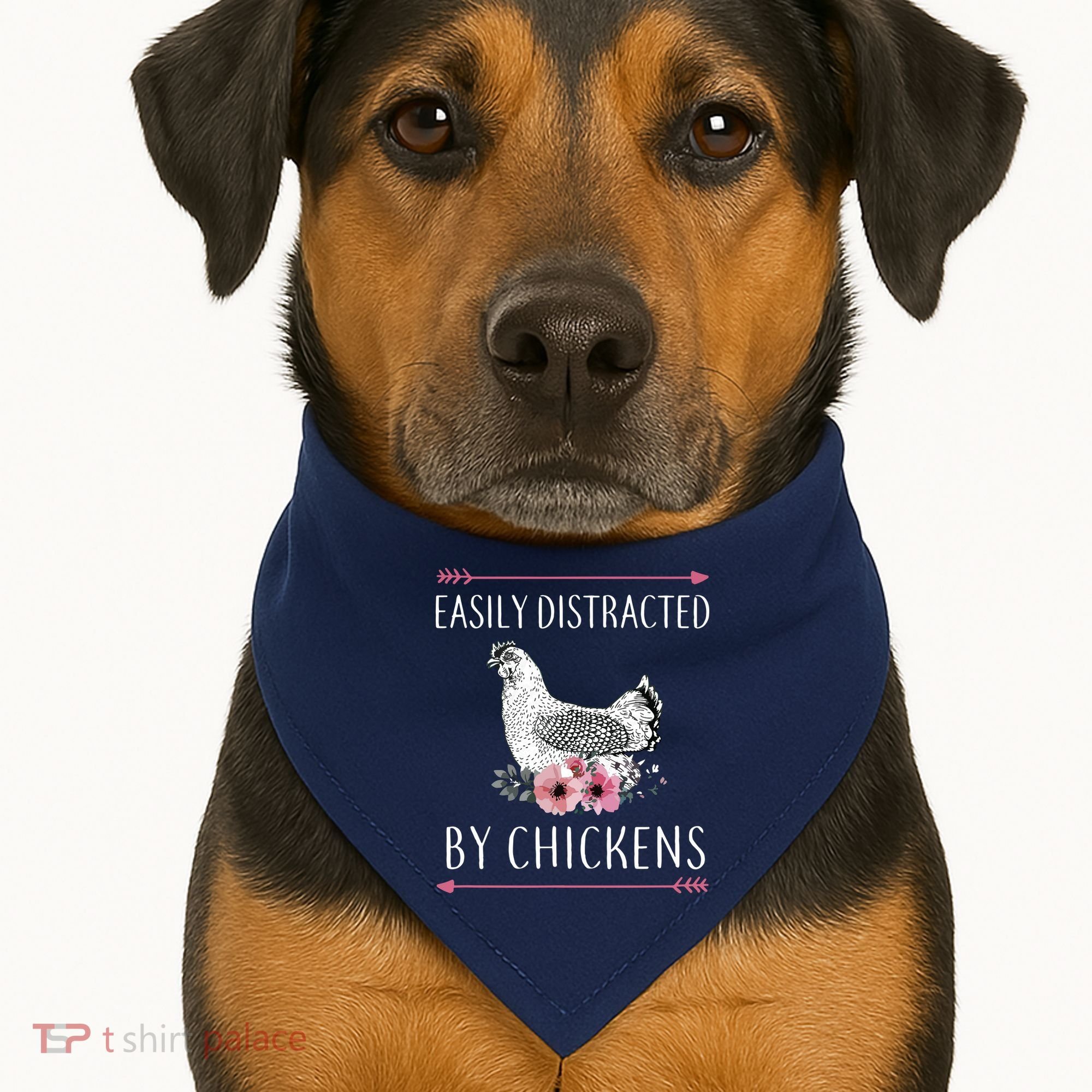 Easily Distracted By Chickens For Chicken Lovers Funny USA-Made Doggie Bandana