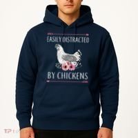 Easily Distracted By Chickens For Chicken Lovers Funny Hoodie thumb 2
