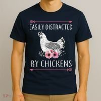 Easily Distracted By Chickens For Chicken Lovers Funny T-Shirt thumb 3
