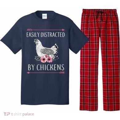Easily Distracted By Chickens For Chicken Lovers Funny Pajama Set