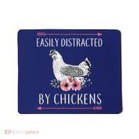 Easily Distracted By Chickens For Chicken Lovers Funny Mousepad thumb 0