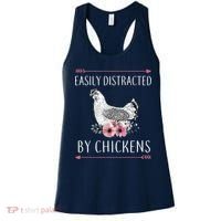Easily Distracted By Chickens For Chicken Lovers Funny Women's Tank Top thumb 0