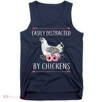 Easily Distracted By Chickens For Chicken Lovers Funny Tank Top thumb 0