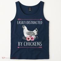 Easily Distracted By Chickens For Chicken Lovers Funny Tank Top thumb 2