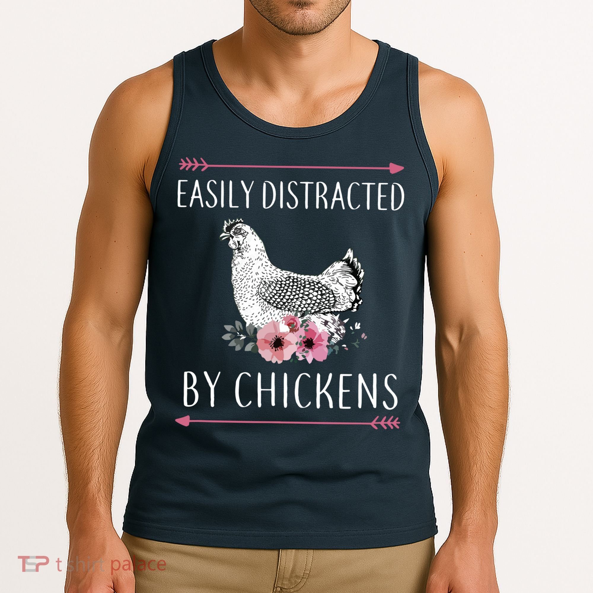 Easily Distracted By Chickens For Chicken Lovers Funny Tank Top