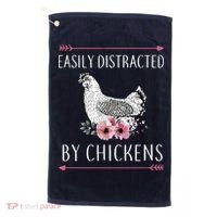 Easily Distracted By Chickens For Chicken Lovers Funny Golf Towel thumb 0