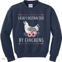 Easily Distracted By Chickens For Chicken Lovers Funny Kids Sweatshirt thumb 0