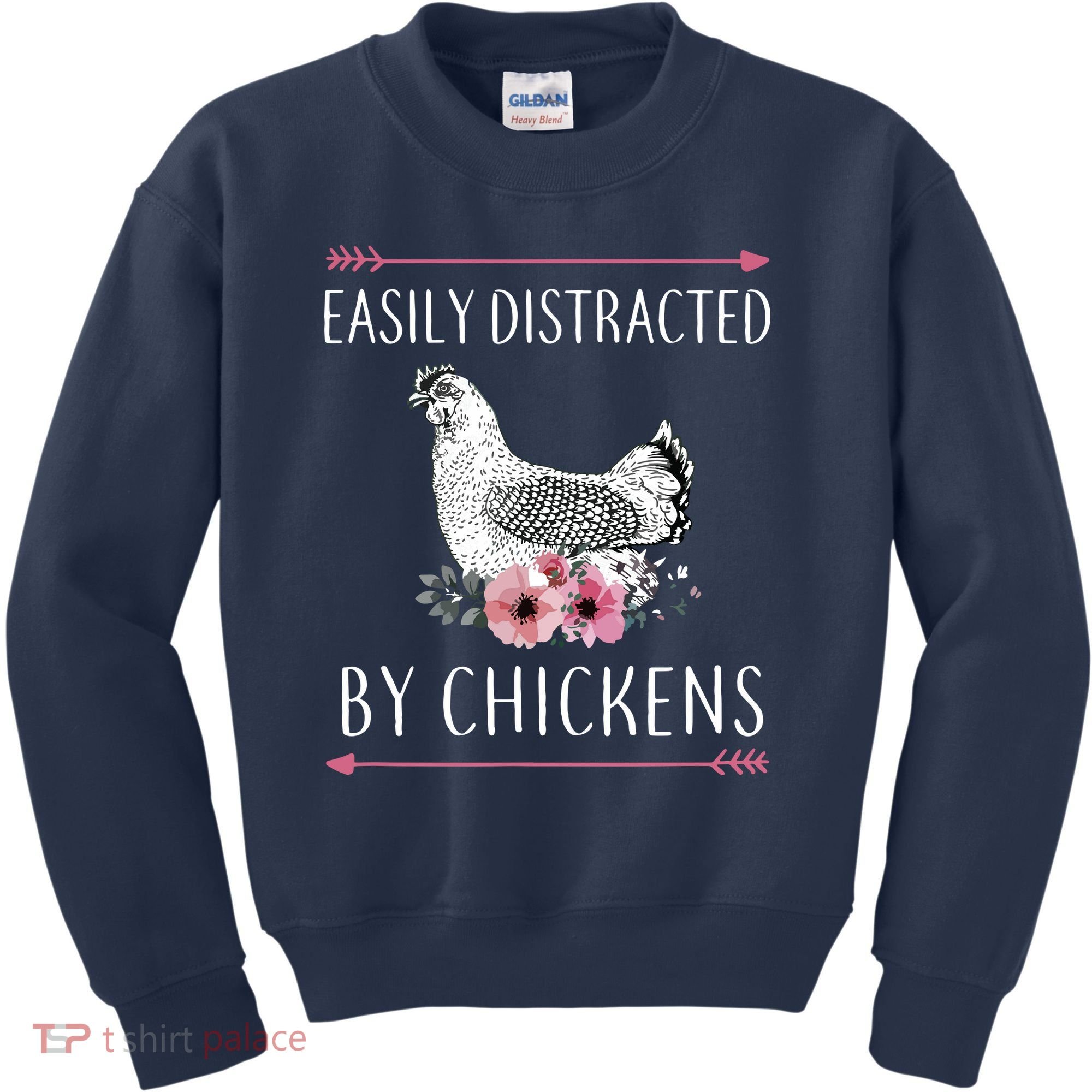 Easily Distracted By Chickens For Chicken Lovers Funny Kids Sweatshirt