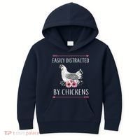 Easily Distracted By Chickens For Chicken Lovers Funny Kids Hoodie thumb 0