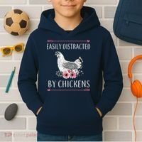 Easily Distracted By Chickens For Chicken Lovers Funny Kids Hoodie thumb 2