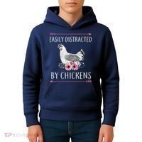 Easily Distracted By Chickens For Chicken Lovers Funny Kids Hoodie thumb 4