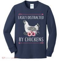 Easily Distracted By Chickens For Chicken Lovers Funny Kids Long Sleeve Shirt thumb 0